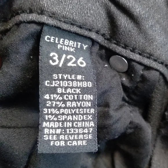 CELEBRITY Pink Black Skinny Jeans Juniors Size 3 - Picture 5 of 11